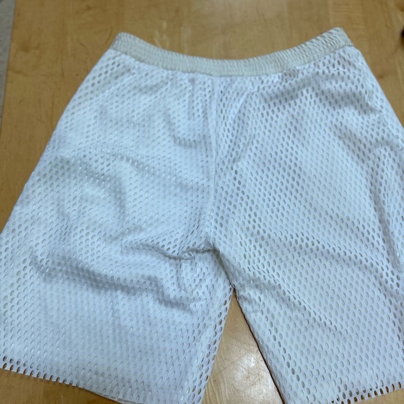 RARE* Faith Connexion Paris white satine and mesh Bermuda shorts - Picture 9 of 11